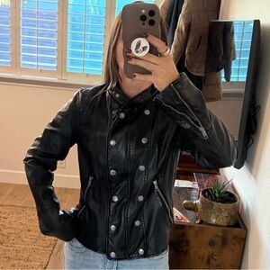 Free People Vegan Leather Jacket - Black - Medium